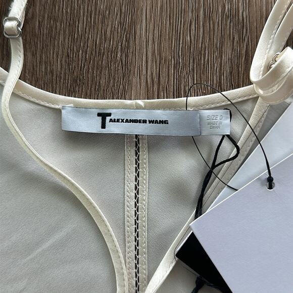 NWT T by Alexander Wang Ivory Silk Cami Bodysuit Size 0 Adjustable Straps - Picture 3 of 7